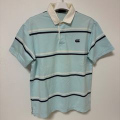 CANTERBURY NEW ZEALAND カンタベリーポロシャツ ラガーシャツ 　水色　ボーダー　M　半袖【KE149】