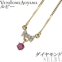 ヴァンドーム青山 K18YG ルビー ダイヤモンド ペンダントネックレス リボン