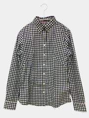 BANANA REPUBLIC バナナリパブリック シャツ/ブラウス O ブラック コットン チェック柄 ミドル丈 長袖 レギュラーカラー レディース