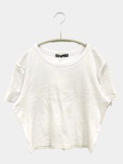 ZARA ザラ Tシャツ/カットソー USA L ホワイト 無地 ショート丈 半袖 クルーネック(丸首) レディース