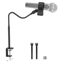 ZealSound マイクスタンド 19インチ/48cm フレキシブルグースネック 卓上マイクアーム デスククランプ式 外径2.6?6.6cm対応 大型マイククリップホルダー 3/8-5/8変換アダプター付属 1.6kg耐荷重 Blue Ye cb3f2584