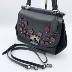 COACH コーチ ハンドバッグ ショルダー 2way レザー 本革 ティーローズ ブラック 黒