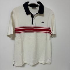 CANTERBURY NEW ZEALAND カンタベリーポロシャツ ラガーシャツ 白　赤ライン　M　半袖【KE151】