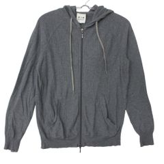 three dots スリードッツ パーカー アウター フーディー ジップアップ コットン100％ グレー S【S】 レディース 【中古】