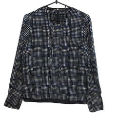 Aquascutum アクアスキュータム ブラウス トップス ドット プリーツ 長袖 バックジップ ブルー 8【M】 レディース 【中古】