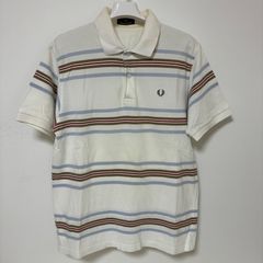FRED PERRY フレッドペリー ポロシャツ 白　ボーダー　M　半袖【KE153】