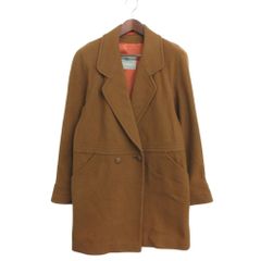 Aquascutum アクアスキュータム テーラードジャケット コート 上着 アウター 総裏地 ダブルブレスト ノーベント アセテート ルーズ ライトブラウン L6【M】 レディース 【中古】
