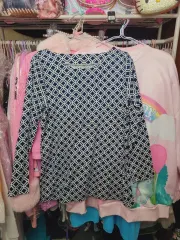 ネイビー 白 パータン 長袖 Tシャツ タルト