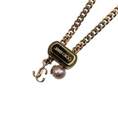 ☆ジミーチュウ ネックレス ボン ボン ネックレス パール X JCチャーム付き ゴールド フィニッシュメタル・ネックレス ゴールド JIMMY CHOO