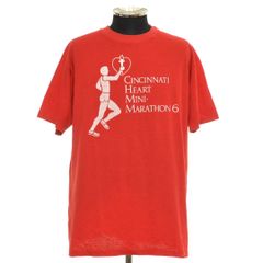 600925 Hanes ヘインズ 80s Tシャツ マラソン ◆CINCINNATI HEART MINI-MARATHON 6 1984 サイズXL ヴィンテージ シングルステッチ メンズ USA製 レッド