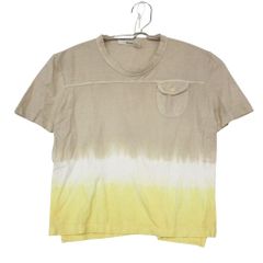PRADA プラダ 半袖Ｔシャツ ボーダー柄 タイダイ ポケット トップス カットソー クロップド ベージュ レディース 【中古】