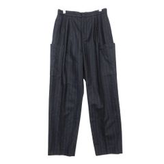 美品 UNITED ARROWS ユナイテッドアローズ パンツ ストライプ柄 1タック ウール ポケット トラウザー ボトムス ダークネイビー 38【M】 レディース 【中古】