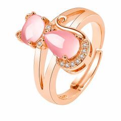 ジュエリー レディース リング 純銀製 シルバー925 月リング 指輪 ビッグジルコニア フリーサイズ ピンクゴールド