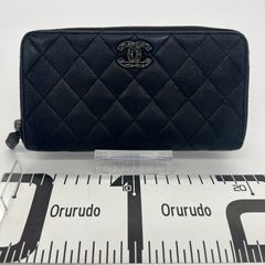 シャネル CHANEL ココマーク 長財布 ラウンドジップ マトラッセ ブラック
