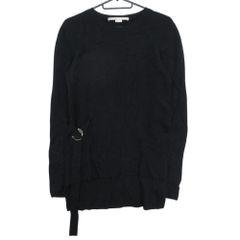 Stella McCartney ステラマッカートニー ニット リブ サイドスリット クルーネック ヘムカット プルオーバー トップス 長袖 ブラック 36【S】 レディース 【中古】