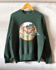 Unknown-Sweat 古着 スウェット 鹿柄 アニマル柄 グリーン