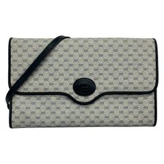 GUCCI(グッチ) ショルダーバッグ オールドグッチ/マイクロGG 白×ダークネイビー ストラップ着脱可 レザー