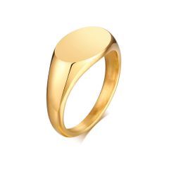 指輪 レディース ステンレス ゴールド シルバー シンプル 印台リング ハートリング 楕円指輪 鏡面仕上げ 人差し指 リング 指輪物語 男女兼用 ins風 アクセサリー (楕円-ゴールド, 17)