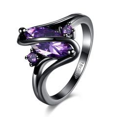 ハワイアンジュエリー ブランド リング 21号 レディース ブラック 黒 ブライダル 紫 結婚指輪 ファッションアクセサリー 指輪