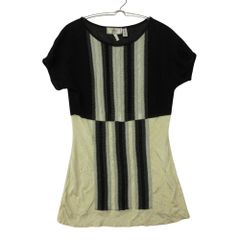 FENDI フェンディ ニット ストライプ柄 サマー ハイゲージ セーター カットソー 半袖 トップス チュニック ブラック 42【M】 レディース 【中古】
