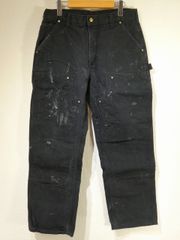 フェード ペンキ USA製 20s ビンテージ Carhartt カーハート ブラック 黒 ダック ダブルニー ペインター ワーク パンツ 表記33×30 90s 80s