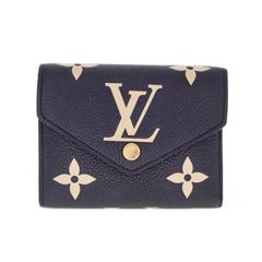 【中古】LOUIS VUITTON ルイヴィトン M80968 ポルトフォイユ ヴィクトリーヌ バイカラー モノグラム アンプラント 三つ折り財布 ブラック ベージュ