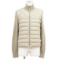 MONCLER モンクレール ダウンジャケット ニットコンビ サイズ M メンズ CARDIGAN 2021年製 ロゴ ワッペン スタンドカラー ジップアップ アウター サンドベージュ モルドバ製
