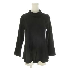 アクシーズファム axes femme シャツ ブラウス 黒 ブラック ペプラム プリーツ ハイネック 長袖 /CK42 ■GY08
