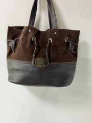 FURLA フルラ 本革 スエード レザー 巾着 トートバッグ ブラウン