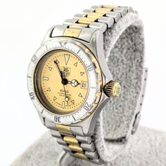 TAG HEUER タグホイヤー プロフェッショナル 2000 974.008 GP×SS/QZ ゴールド文字盤 レディース時計 稼働品 余りコマ【QG-467】