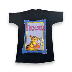 90s ディズニー ティガー プーさん ビンテージ Tシャツ 黒 disney 半袖 古着 y2k シングルステッチ d-u-2505-034
