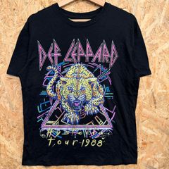 デフ・レパード DEF LEPPARD バンドプリント HYSTERIA TOUR 1988 半袖 Tシャツ ブラック XL バンT ロックT ヒョウ ヒステリア 2023年コピーライト 海外古着 メンズ レディース