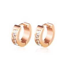 ピアス 14mm レディース ピンクゴールド ジルコニア フープピアス CZイヤリング 幅 チタンピアス ファッション ジュエリー