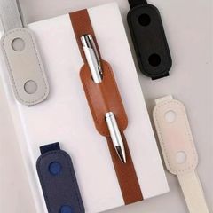 【3個セット】伸縮フェイクレザーペンホルダー ノート・手帳に簡単装着 ページを傷つけない 紛失防止 ビジネス/オフィス/学校用 アクセサリー