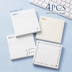【4個セット・200枚】TODOリスト付箋 75x75mm メモパッド 自己粘着式 オフィス・学校用 リマインダーノート ミニマリストデザイン