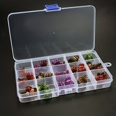 【4個セット・透明】プラスチック製 ビーズ収納ケース 10/15グリッド 宝石・リング・小物整理に 省スペース設計 旅行用スナップ式留め具付