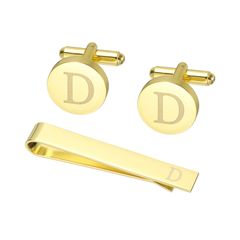 カフスボタン イニシャル メンズ タイクリップ セット 銅 パーソナライズド タイバー 文字 D