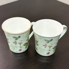 ★美品★ WEDGWOOD ウェッジウッド ワイルドストロベリー パステル マグカップ ペア ピンク グリーン