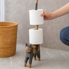 【アウトレット】バリ猫 トイレットペーパーホルダーブラック　黒猫 【キズあり】