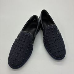 【ジミーチュウ JIMMY CHOO】GROVE スタッズエナメルスリッポン メンズ 41 25.5cm相当 ネイビー ♪