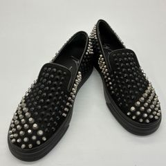 【ジュゼッペザノッティ GIUSEPPE ZANOTTI】スタッズスリッポン メンズ 41 25.5cm相当 ブラック×シルバー ♪