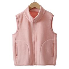 ベスト キッズ トップス フリースベスト インナー アウター 子供服 ボアベスト コート 暖かい 無地 タンクトップ ジレ 前開き モコモコ ふわふわ ポケット付き スタンドカラー かわいい 防寒ベスト 男の子 女の子 袖なし 部屋着