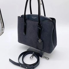 kate spade ケイトスペード ハンドバッグ ショルダー 2WAY デニム レザー 本革 ネイビー 紺色