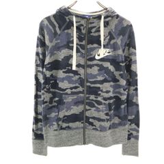 NIKE ナイキ 迷彩柄 長袖 ジップパーカー L グレー系 メンズ 古着