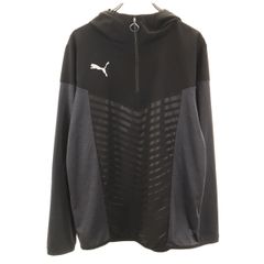 PUMA プーマ 長袖 ハーフジップ パーカー XL ブラック系 DRY CELL メンズ 古着
