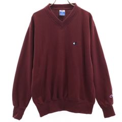 Champion チャンピオン 長袖 Vネック スウェット トレーナー L ボルドー メンズ 古着