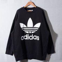 アディダスオリジナルス adidas ORIGINALS スウェット XL ブラック ヘビーウエイト ビッグロゴ トレフォイル 裏毛 パイル ストリート オーバーサイズ ビッグシルエット 古着 e5001