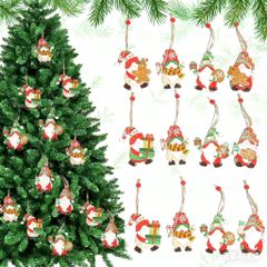 yowodana 12個セット クリスマスツリー オーナメント 木製 クリスマスツリー 飾り クリスマス人形ペンダント クリスマス オーナメント 北欧 デコレーション 贈り物 パーティーグッズ