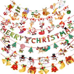 ZOYUBS クリスマス 飾り付け 7種類セット クリスマスガーランド 可愛い ガーランド 靴下 ツリー 飾り デコレーション クリスマス吊り旗 吊り旗ぶら下げバナー クリスマス 飾り 旗バナー メリークリスマス吊り紙 サンタクロース クリスマスツリーガーデン