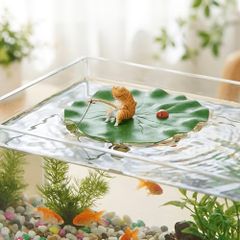 釣り猫セット 子猫釣り置物 猫フィギュア 樹脂 リアル 猫釣り ミニ 和風 癒し懸垂装飾品 雰囲気作り 魚の水槽 水族館 庭 雑貨 オフィス 装飾 (折れ耳猫)